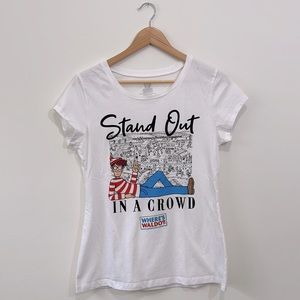 Dreamworks Where’s Waldo Tops White Large Short Sleeves Graphic Shirt